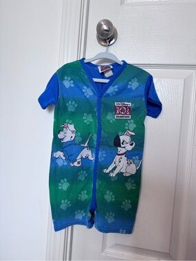 Vintage Disney 101 Dalmatians Green & Blue Baby Romper